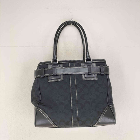 コーチ COACH シグネチャーロゴ レザーベルトデザインキャンバストートバッグ レディース