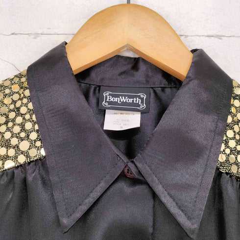 ボンワース BonWorth スパンコールパフショルダーシャツ レディース S