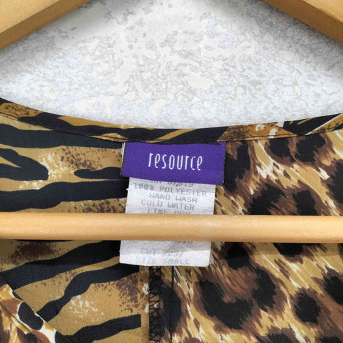 resource USA製 レオパード切替スキッパーブラウス レディース S