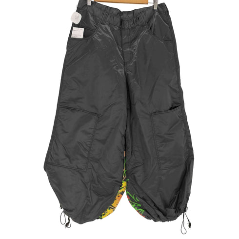 PIG PEN solid gray hard nylon super wide silhouette rave pants 説客旅 メンズ