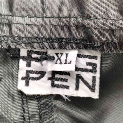 PIG PEN solid gray hard nylon super wide silhouette rave pants 説客旅 メンズ