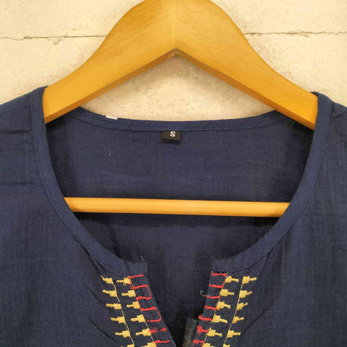 刺繍デザインサイドスリットワンピース レディース S