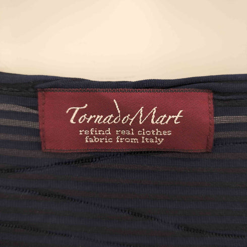 トルネードマート TORNADO MART ランダムプリーツ ボーダー柄 ドレープカットソー Y2K フェアリーグランジ archive メンズ JPN:L