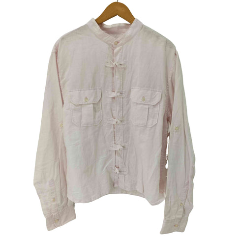 オールドネイビー OLD NAVY リネンライク バンドカラー チャイナシャツ メンズ import:L