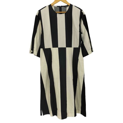 マリメッコ marimekko ストライプ 七分袖 コットンワンピース レディース 36