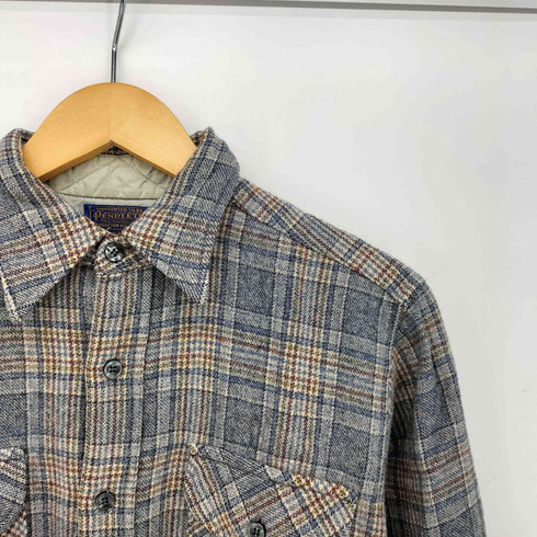 ペンドルトン PENDLETON 70s USA製 シェルボタン チェック ウールネルシャツ ボードシャツ メンズ import:M