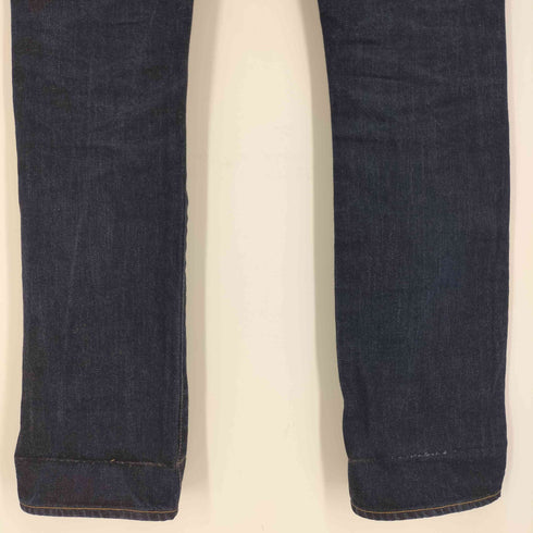 クロ KURO GRAPHITE 革パッチ 5ポケット ボタンフライ ストレート APHITE 革パッチ 5ポケット ボタンフライ ストレート セルヴィッジ デニム パンツ メンズ JPN:2