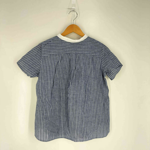 パークス PARKES バンドカラー ストライプ半袖シャツ レディース JPN:M