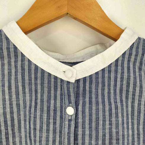 パークス PARKES バンドカラー ストライプ半袖シャツ レディース JPN:M