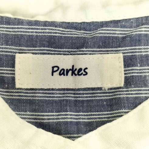 パークス PARKES バンドカラー ストライプ半袖シャツ レディース JPN:M