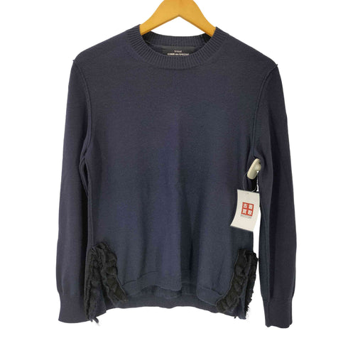 トリココムデギャルソン tricot COMME des GARCONS AD2019 ウール ナイロン アクリル ミックスファブリック 裾フリルカット ニット セーター レディース JPN:M