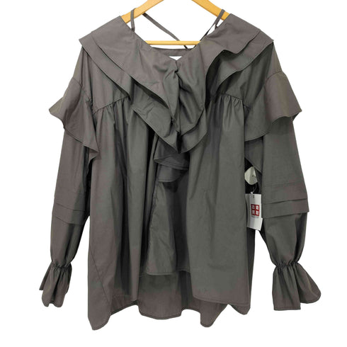 wee9s big collar frill blouse 付け襟ビッグカラーフリルブラウスチュニック レディース FREE