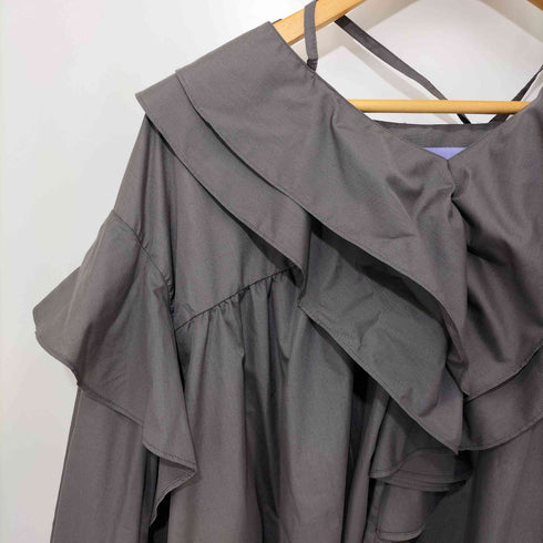 wee9s big collar frill blouse 付け襟ビッグカラーフリルブラウスチュニック レディース FREE