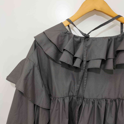 wee9s big collar frill blouse 付け襟ビッグカラーフリルブラウスチュニック レディース FREE