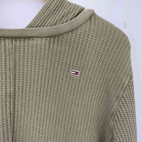 トミージーンズ tommy jeans サーマルプルオーバーフーディー 短丈 メンズ