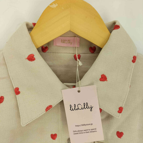 リルリリー lilLilly 24SS ハート 刺繍 短丈 クロップド シャツ レディース FREE