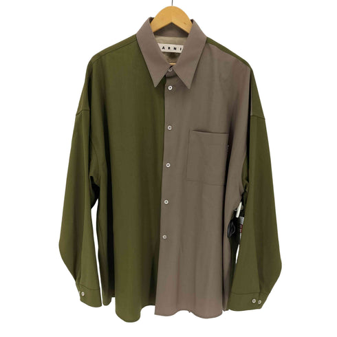 マルニ MARNI 22SS ウールトロピカルカラーブロックシャツ メンズ EUR:52