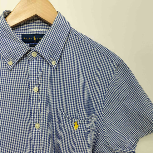 ラルフローレン RALPH LAUREN クラシックフィット シアサッカー ギンガムチェック ボタンダウン S/S シャツ メンズ import:S