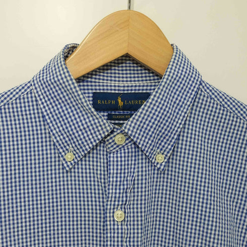ラルフローレン RALPH LAUREN クラシックフィット シアサッカー ギンガムチェック ボタンダウン S/S シャツ メンズ import:S