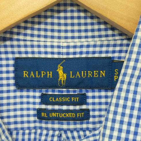 ラルフローレン RALPH LAUREN クラシックフィット シアサッカー ギンガムチェック ボタンダウン S/S シャツ メンズ import:S