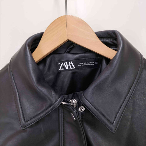 ザラ ZARA フェイクレザー ブルゾン 短丈 レディース JPN:XL