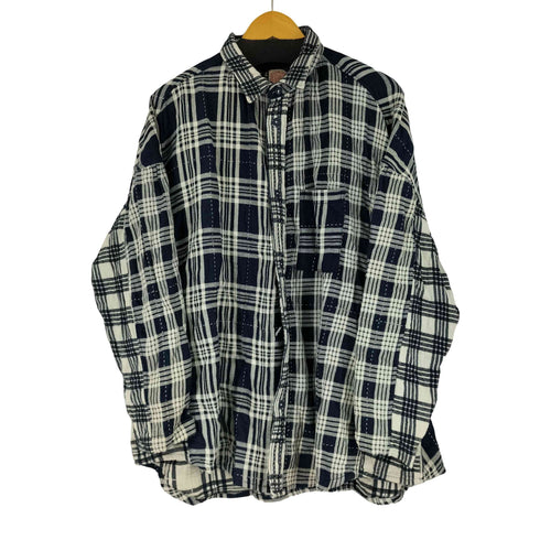 funset of art marin county made 刺し子パッチワークチェックシャツ メンズ M