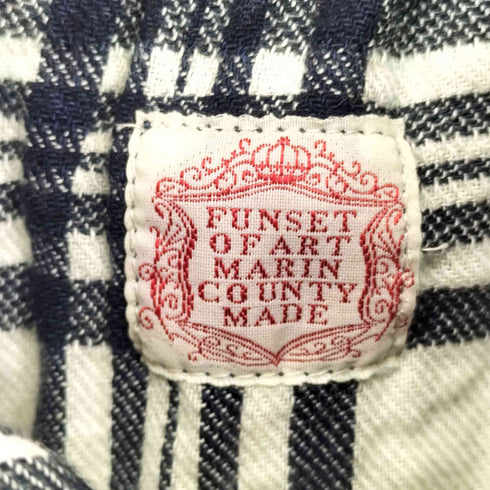 funset of art marin county made 刺し子パッチワークチェックシャツ メンズ M