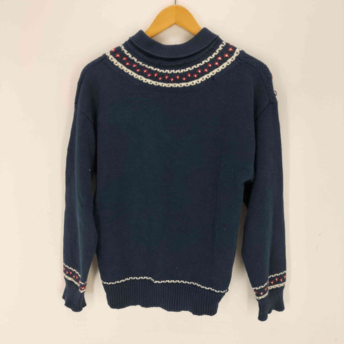 エディーバウアー Eddie Bauer 80s 黒タグ 小花 襟付きコットンニット レディース JPN:M