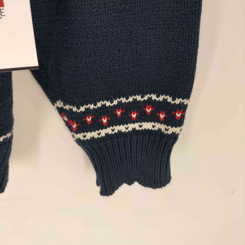エディーバウアー Eddie Bauer 80s 黒タグ 小花 襟付きコットンニット レディース JPN:M