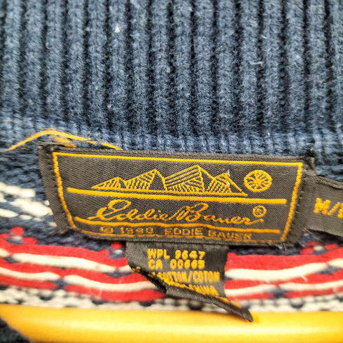 エディーバウアー Eddie Bauer 80s 黒タグ 小花 襟付きコットンニット レディース JPN:M