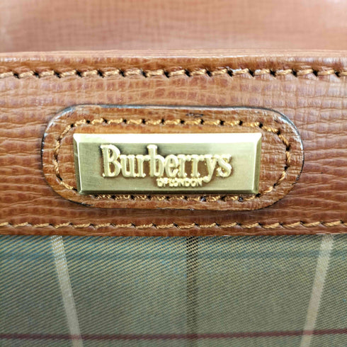 バーバリーズ BURBERRYS 裏地チェック ロゴプレートブリーフケース レディース