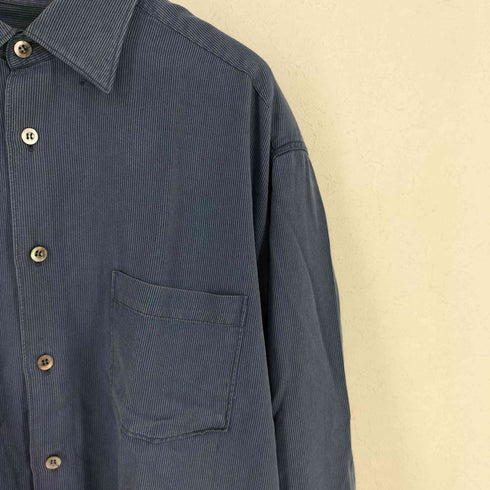 エルメネジルドゼニア Ermenegildo Zegna イタリア製 ストライプ コットンレーヨン レギュラーカラーシャツ メンズ import:XL