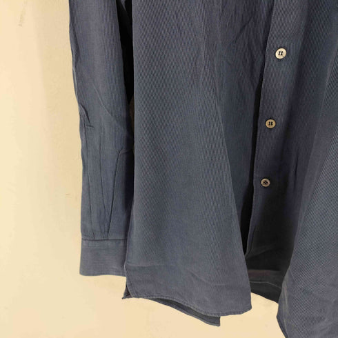 エルメネジルドゼニア Ermenegildo Zegna イタリア製 ストライプ コットンレーヨン レギュラーカラーシャツ メンズ import:XL