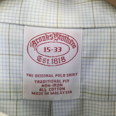 ブルックスブラザーズ BROOKS BROTHERS TRADITIONAL FIT チェック コットン ボタンダウンシャツ メンズ 15-33