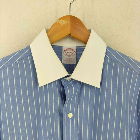 ブルックスブラザーズ BROOKS BROTHERS TRADITIONAL FIT スイッチング ストライプ コットン カフスシャツ メンズ 15-33