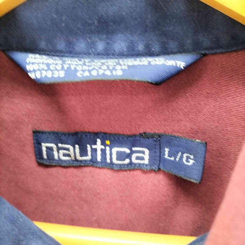 ノーティカ NAUTICA USA製 ワンポイントロゴ 刺繍 オーバーサイズ ボタンダウンシャツ メンズ import:L