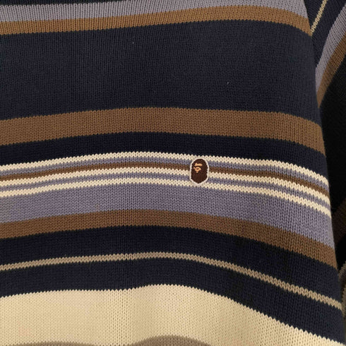 アベイシングエイプ A BATHING APE 90s 初期タグ ワンポイント マルチボーダーニット メンズ JPN:L