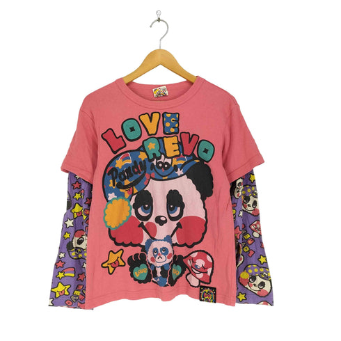 love revolution ボーダー キャラクタープリント クルーネックTシャツ Y2K 平成 レディース FREE