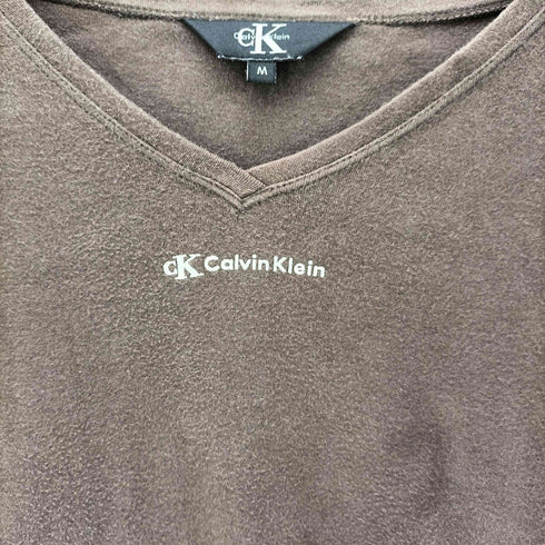 カルバンクライン CALVIN KLEIN ロゴプリント Vネックカットソー レディース import:M