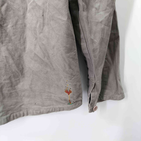 LiViTY USA製 タック地 裾刺繍デザイン コットンワークジャケット メンズ JPN:L