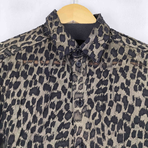 サンローランパリ SAINT LAURENT PARIS レオパード柄 シアーシャツ メンズ 36