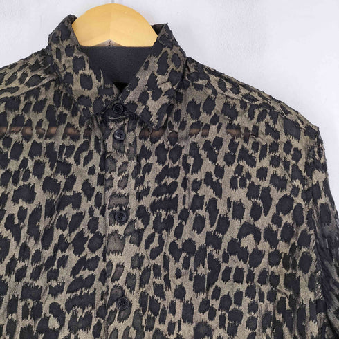 サンローランパリ SAINT LAURENT PARIS レオパード柄 シアーシャツ メンズ 36