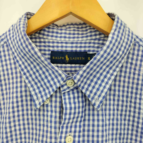 ラルフローレン RALPH LAUREN ポロ刺繍 チェック柄半袖シャツ メンズ import:XL