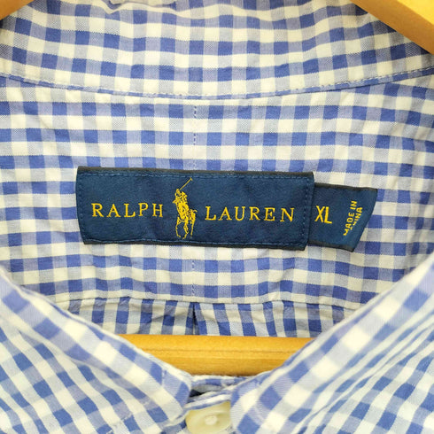ラルフローレン RALPH LAUREN ポロ刺繍 チェック柄半袖シャツ メンズ import:XL