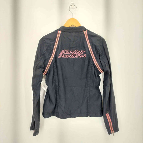 ハーレーダビッドソン HARLEY-DAVIDSON ロゴ刺繍 シングルライダースナイロンジャケット メンズ import:M