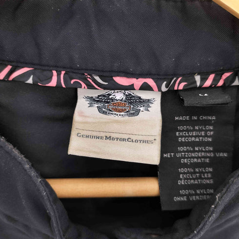 ハーレーダビッドソン HARLEY-DAVIDSON ロゴ刺繍 シングルライダースナイロンジャケット メンズ import:M