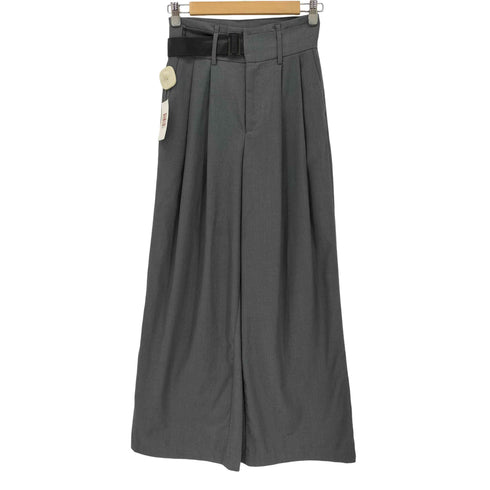 mdosmosis フェイクレザーベルト ワイドシルエット 2タック スラックスパンツ レディース M