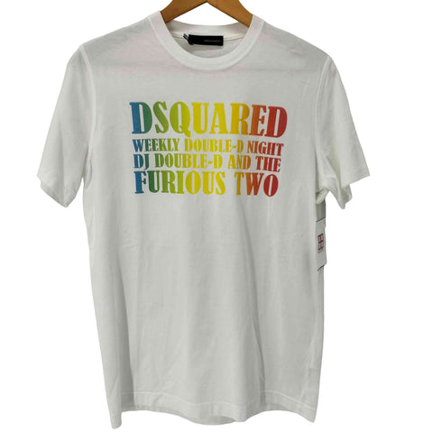 ディースクエアード DSQUARED2 レインボーロゴプリント クルーネックTシャツ メンズ JPN:M