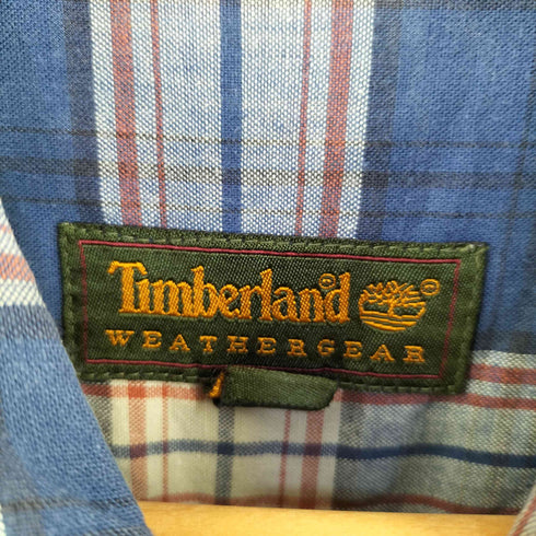ティンバーランド Timberland 90-00s ロゴ刺繍 チェック コットン レギュラーカラーシャツ メンズ import:S
