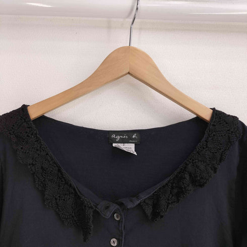 アニエスベー agnes b. ポルトガル製 ヘンリーネック レースカットソー レディース 2